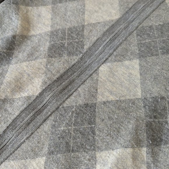 Banana Republic Full Zip Sweater Argyle Gray Merino Wool - Picture 3 of 5